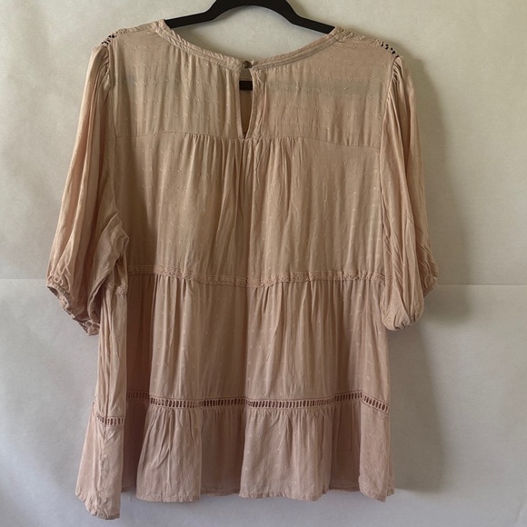 NWT Knox Rose Peasant Tiered Blouse Size XL Blush Pink 3/4 Sleeves Boho READ - Picture 2 of 14